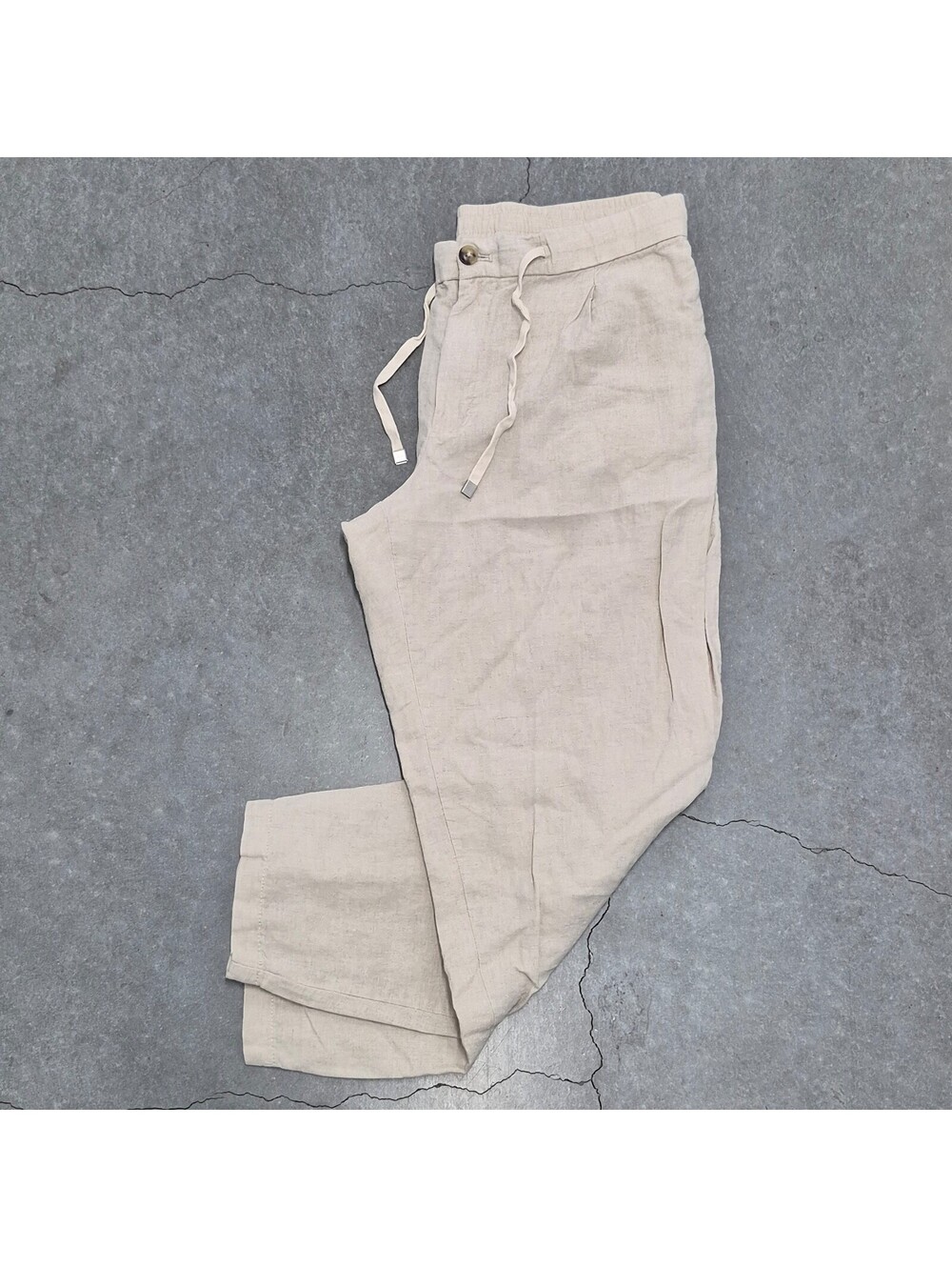 MNG Beige Linen Pants